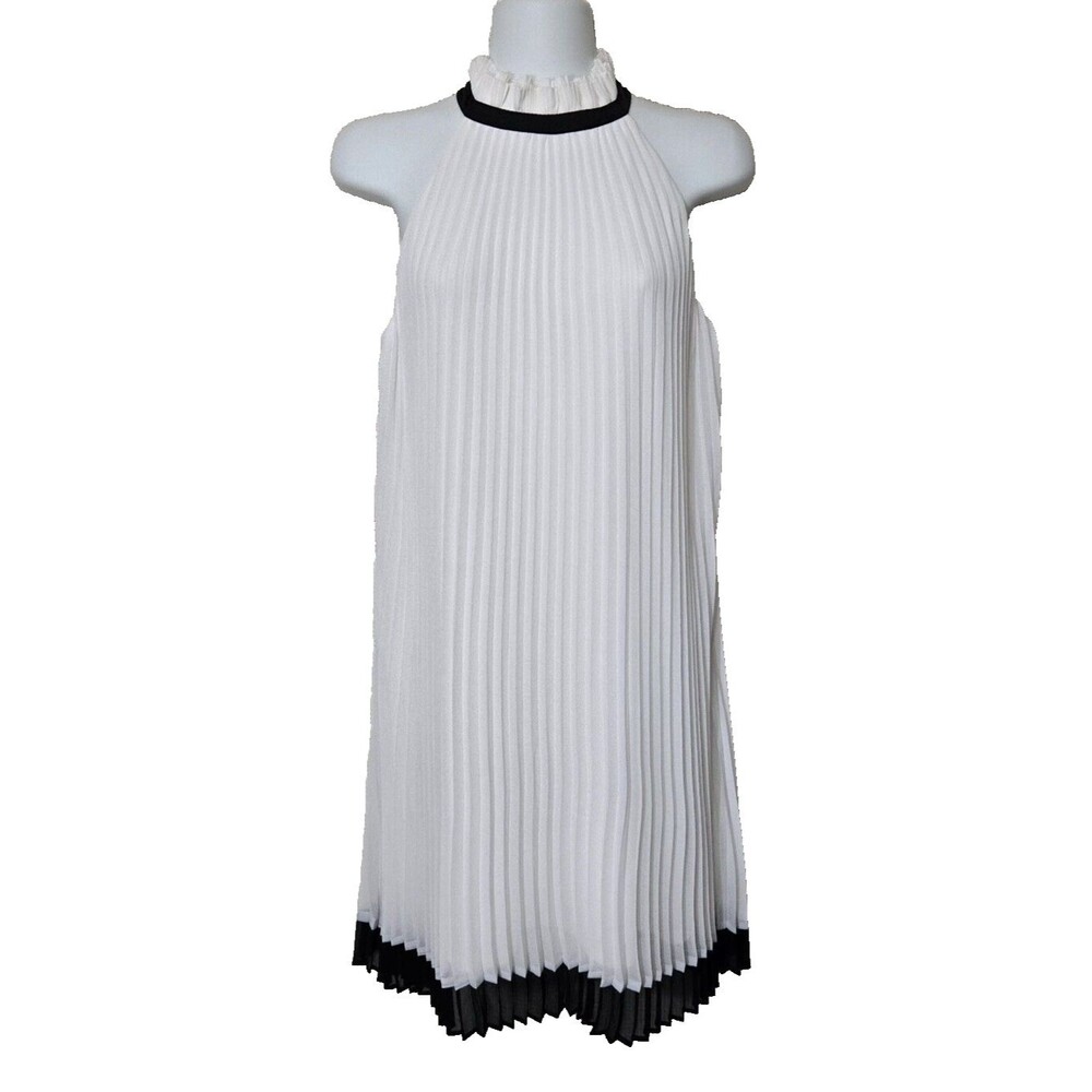 White House Black Market Dress Womens 4 Halter Pleated Shift Chiffon Sleeveless